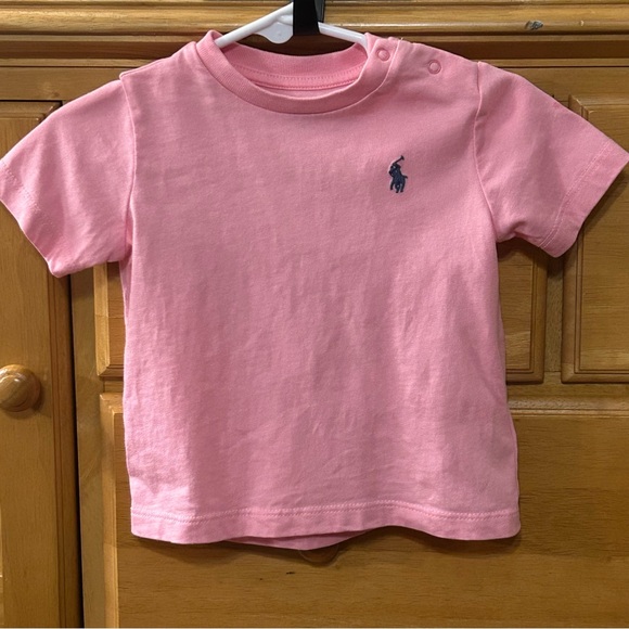 Ralph Lauren Baby Boy’s Pink Short Sleeve Tee w/Blue Polo Pony Size 6 Months - Picture 2 of 8